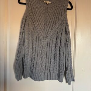 Gray Women's Cable Knit Open Shoulder Sweater